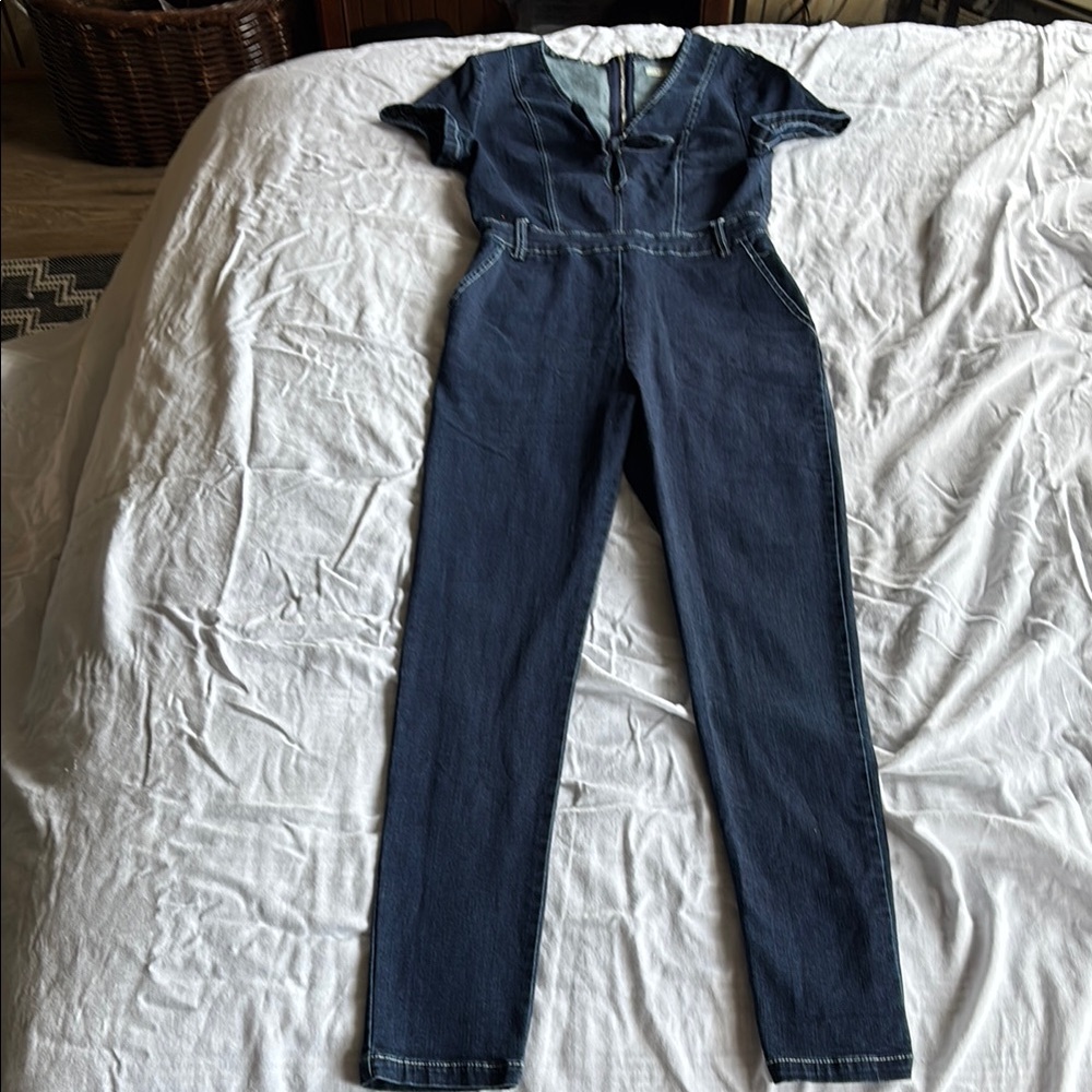 Casual Blue Denim Jumpsuit